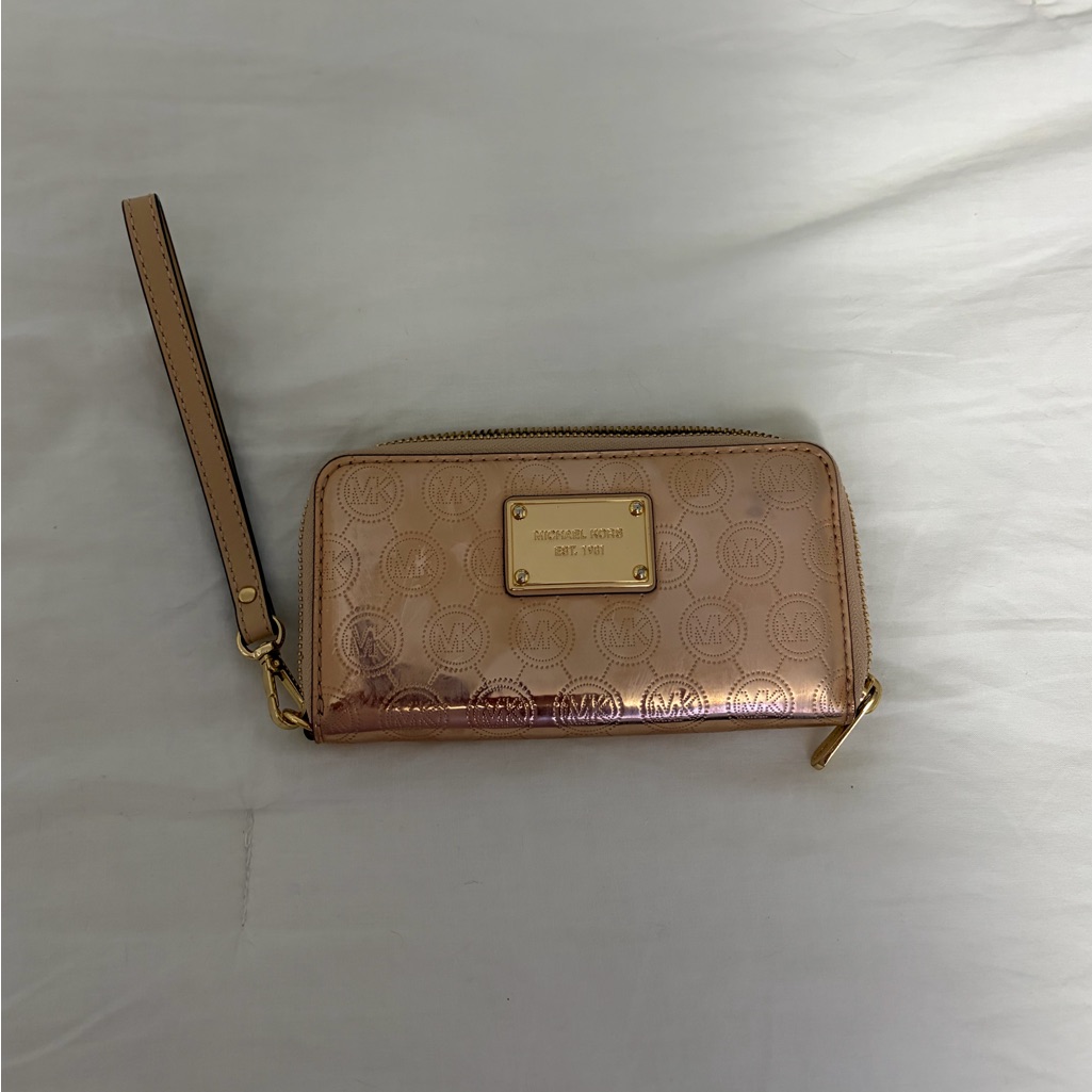 Michael Kors Jet Set Travel Zip-Around Wristlet Rose Gold
